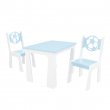 Stůl + dvě židle míč modro-bílá