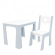 Stůl a židle opěrka - srdce bílo-šedá