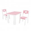 Stůl + dvě židle srdce růžovo-bílá