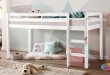 Dětská vyvýšená postel s žebříkem bílá + rošt ZDARMA