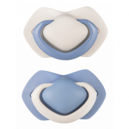 C - Canpol babies set symetrických silikonových dudlíků 18m+ PURE COLOR modrý
