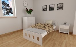 Zvětšit Zvýšená postel z masivu Nika 90 x 200 cm bílá + rošt ZDARMA