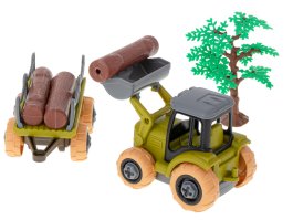 Farmářský traktor s ohradou a vozy