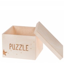 Dřevěný box na hračky PUZZLE - 25x25x20 cm