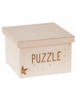 Dřevěný box na hračky PUZZLE - 25x25x20 cm