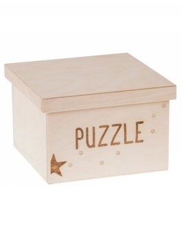 Zvětšit Dřevěný box na hračky PUZZLE 25x25x20 cm