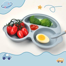 Silikonový talíř ve tvaru auta pro děti - sv. modrý