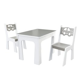 Zvětšit Stůl + dvě židle - auta bílo-šedá 