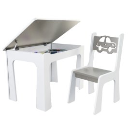 Stůl otevírací + 1 židle - Auto šedá