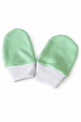 Kojenecké bavlněné rukavičky - zelené bílý lem