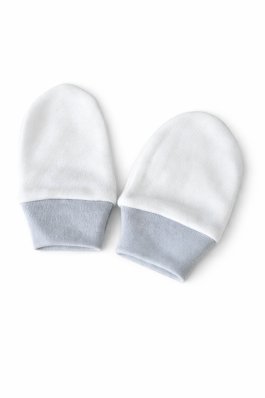 Kojenecké bavlněné rukavičky - bílé šedý lem