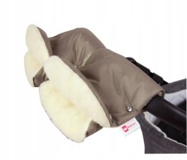 Rukavice na madla kočárku ovčí vlna - khaki produkt