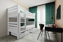 Zvětšit Patrová postel MIKOL 2v1 - 200x90 cm + rošty - bílá
