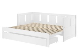 Postel Rimini 90-180/200 cm + rošty bílá - rozkládací
