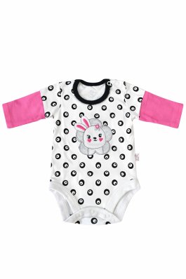Kojenecké bavlněné body -bílé s králíčkem