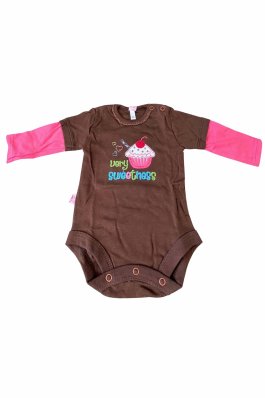 Kojenecké bavlněné body -hnědé dortík