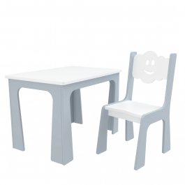 Stůl a židle opěrka - mrak šedo bílá