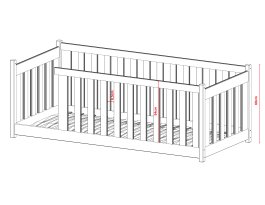 Postel z masivu Cora 80/200 cm - BÍLÁ + 3/4 zábrana + rošt ZDARMA
