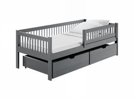 Postel z masivu Eden 160/80 cm - ŠEDÁ + rošt ZDARMA