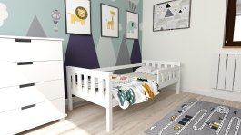 Postel FRED z masivu borovice 160/80 cm - BÍLÁ + rošt ZDARMA