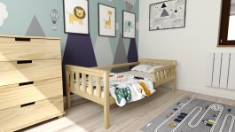 Postel FRED z masivu borovice 160/80 cm - PŘÍRODNÍ + rošt ZDARMA
