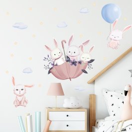 Samolepící dekorace na zeď /králíčci
