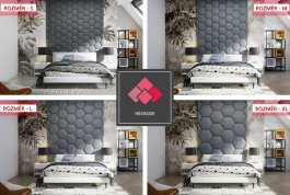 Čalouněný nástěnný panel Hexagon šedobéžová