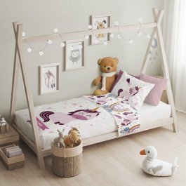 Dětské povlečení do postýlky 100/135 cm - jednorožec