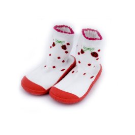 Froté ponožky pro děti s gumovou podrážkou - KDI 009 - red/white