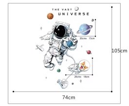 Samolepící dekorace na zeď / Astronaut s Lajkou