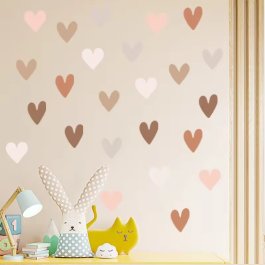 Zvětšit Dětská samolepící dekorace na zeď / Barevná srdíčka