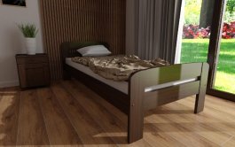 Postel z masivu borovice Bohdana 90x200 cm ořech + rošt ZDARMA