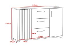 Komoda Montana dub craft/černá 140 cm
