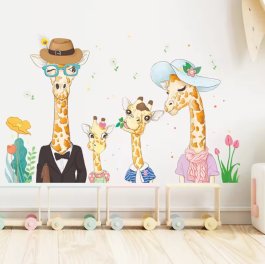 Zvětšit Dětská samolepící dekorace na zeď - Žirafí rodinka