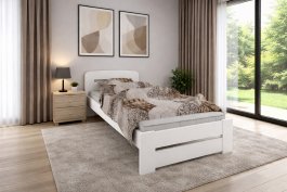 Postel z masivu borovice Petra 90x200 cm bílá + rošt ZDARMA