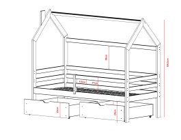 Postel z masivu Liliana 160/80 cm - ŠEDÁ + rošt ZDARMA