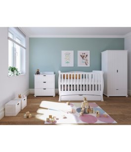 Postýlka 140/70 cm Margit - bílá - 3v1 se šuplíkem