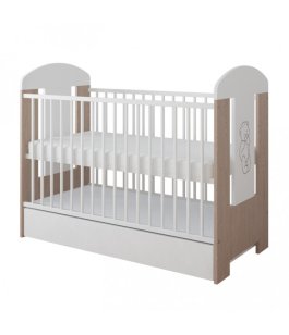 Zvětšit Postýlka 120/60 cm Gloria - bílá/ dub  Medvěd se šuplíkem