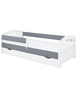 Postel Kvido 180/80 cm - bílá/ šedá + matrace  + šuplík 