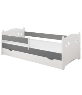 Postel Elisa 180/80 cm - bílá/ šedá + matrace + šuplík 