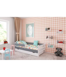 Zvětšit Postel Ronda 180/80 cm - bílá/ šedá + matrace + šuplík 