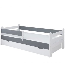 Postel Ronda 180/80 cm - bílá/ šedá + matrace + šuplík 