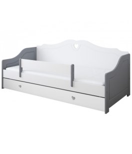 Postel Zina 180/80 cm - šedá/ bílá + matrace + šuplík 
