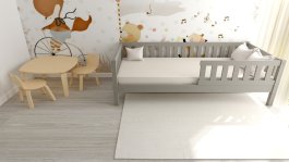 Postel Montessori Matylda 120x200 cm - ŠEDÁ + rošt ZDARMA 