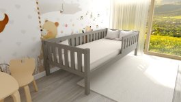 Postel Montessori Matylda 120x200 cm - ŠEDÁ + rošt ZDARMA 