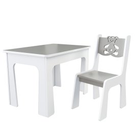 Zvětšit Stůl a židle opěrka - méďa šedo-bílá
