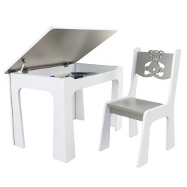Stůl otevírací + 1 židle - Méďa šedá