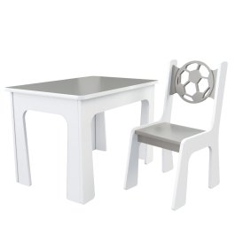 Stůl a židle opěrka - míč šedo bílá