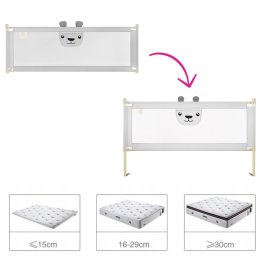 Zábrana na postel Méďa - 160 cm šedá