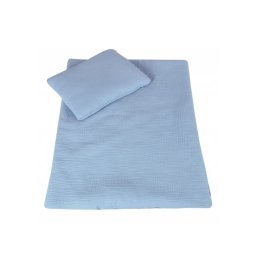 Polštářek + deka do kočárku mušelín s výplní / modrá